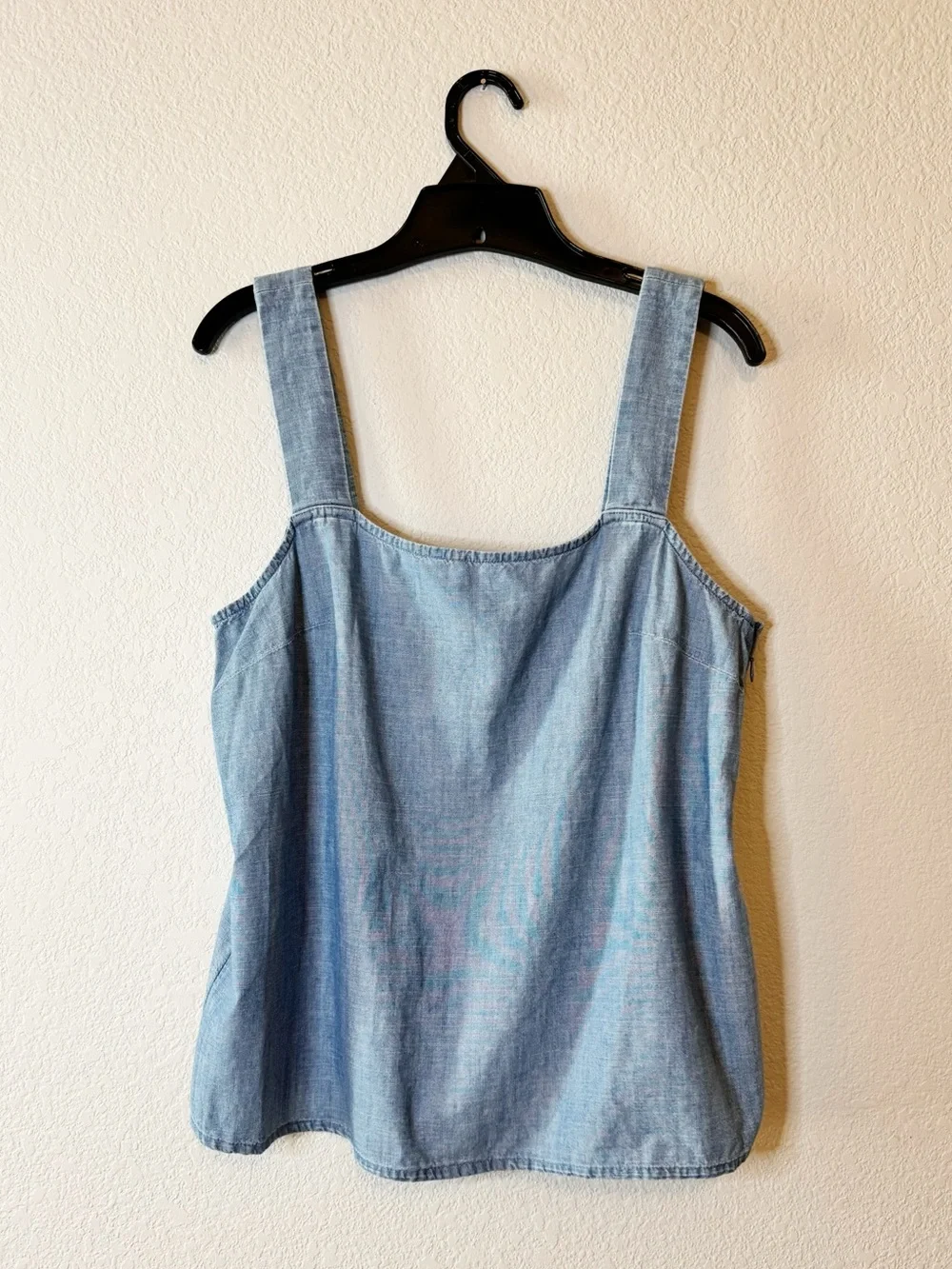 J. Crew Chambray Cotton Squareneck Tank Top  NEW Size Medium